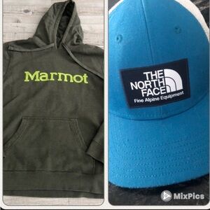 Mens Marmot Hoodie Sz L - North Face Hat Lot